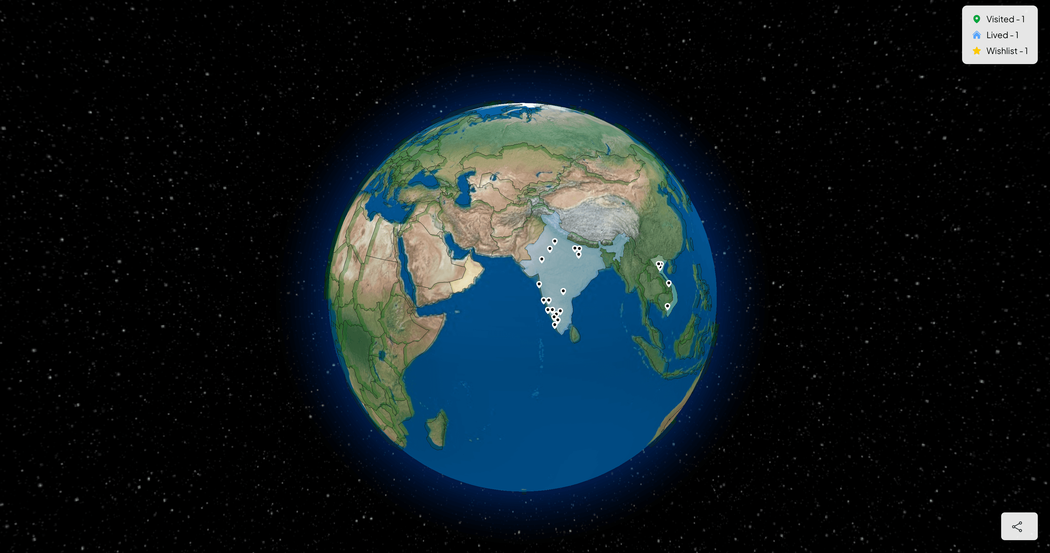 Interactive world travel map